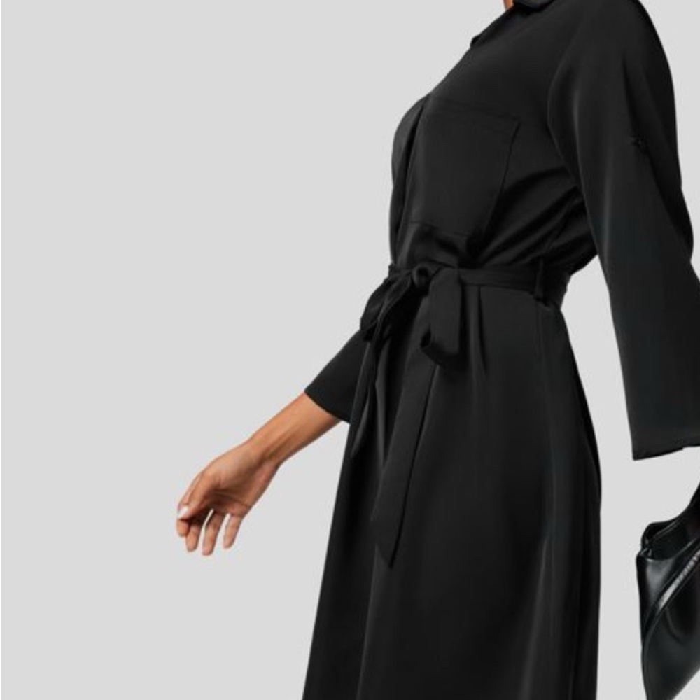 Halara Elegant Black Shirt Dress Sz L NWT - Picture 4 of 8